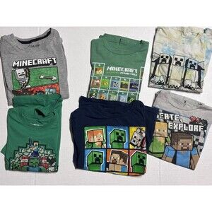 Set Of 6 Boys Minecraft T-Shirts Mojang Creepers Zombies Mobs Size M-XL